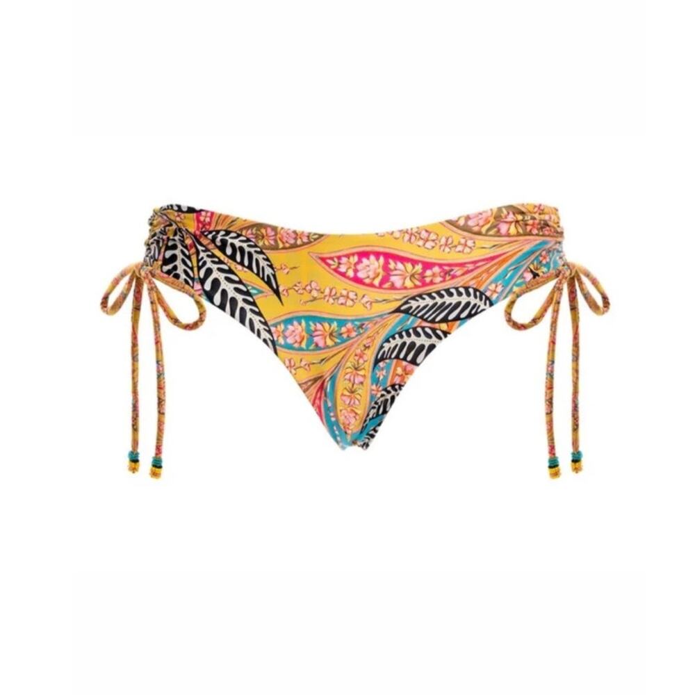 Agua Bendita Eda Bikini Bottom in Lula Print Yellow Size 3XL NWT
